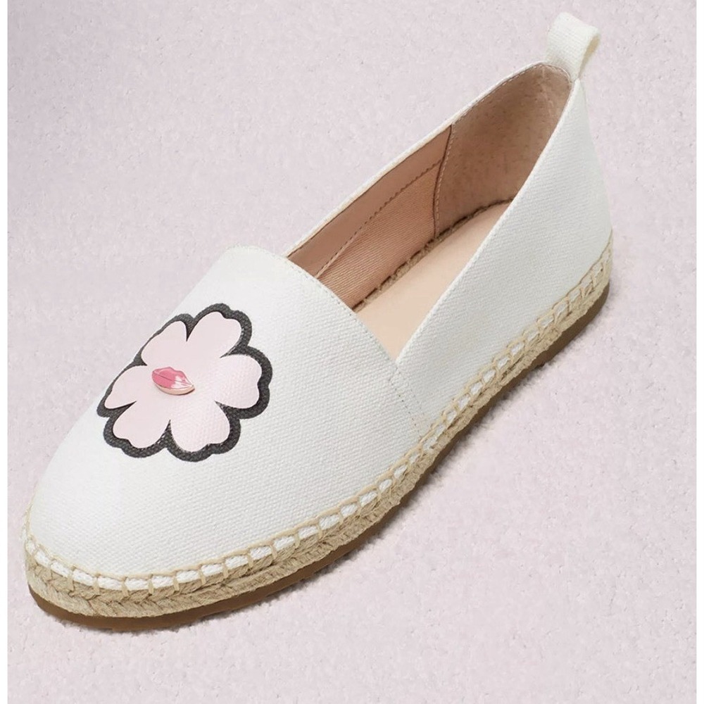 $148 Kate Spade Gavyn Optic White Peony‎ Shoes Espadrille Flats Size 10 M